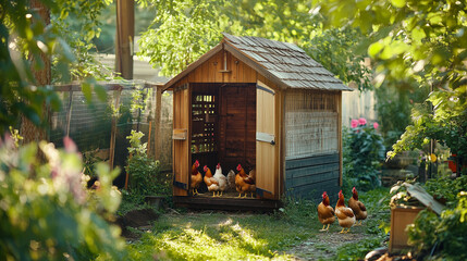 Backyard chicken on an urban setting, chicken coop