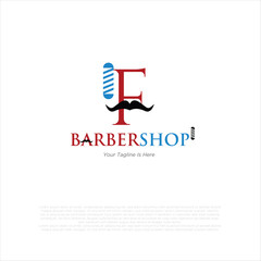 Letter f barbershop logo design vector illustration idea