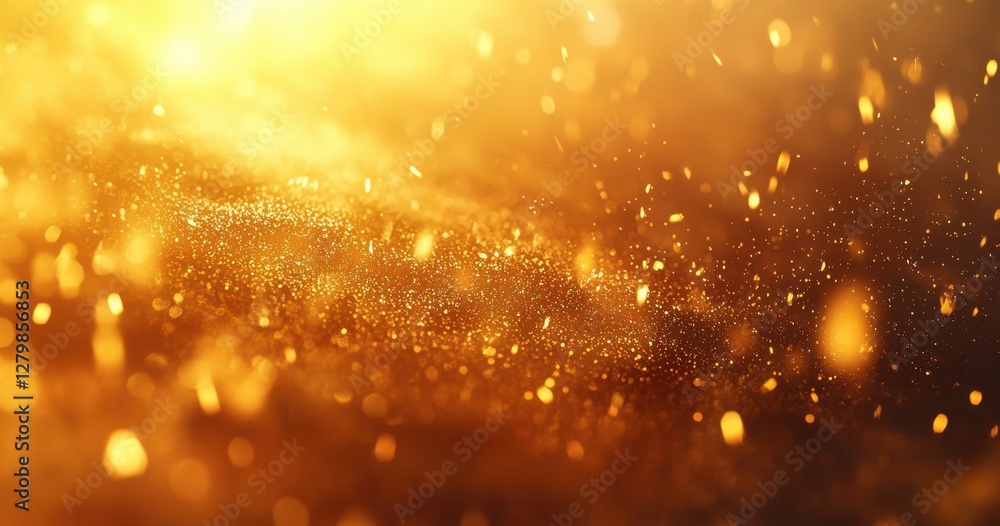 Aufkleber glowing golden particles on a soft gradient background creating a magical ambiance in a dreamy atmos
