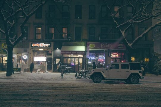 Snowstorm view of  Manhattan , lower east side