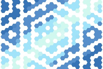 Blue mint geometric hexagon pattern with seamless tessellation and structured modern design. Digital honeycomb concept