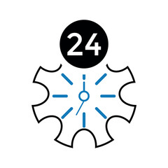 Obraz premium 24 hours service, availability icon.