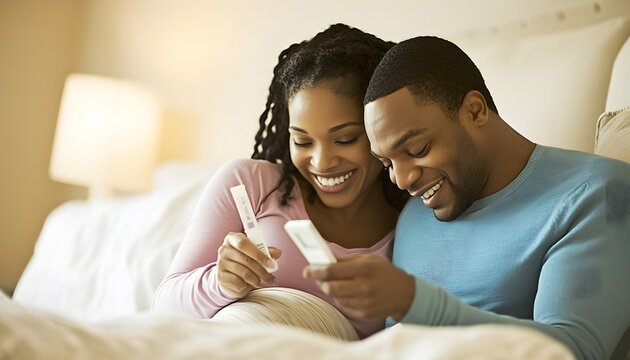 Happy african american couple find out they are expecting