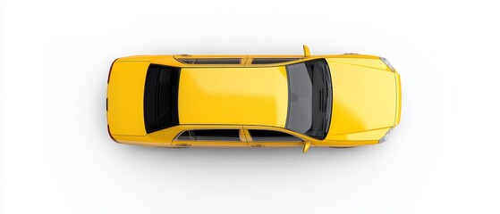 Top view of yellow car isolated on white background.