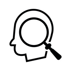Idea analysis, search magnifier icon.