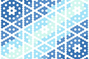 Hexagonal geometric pattern in blue mint with structured abstract hexagon mosaic. Modern digital concept