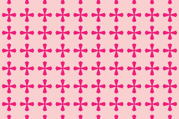 Abstract pattern with pink geometric flowers on a pink background banner.