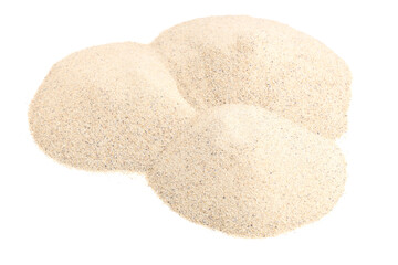 Heaps of light beach sand on white background
