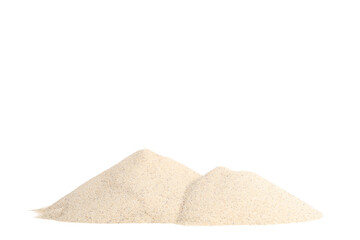 Heaps of light beach sand on white background