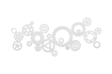 Grey paper gears on white background