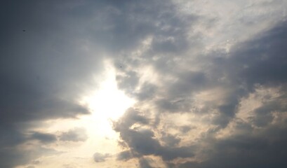 Obraz premium clear sky in the morning with beautiful white clouds, perfect for background