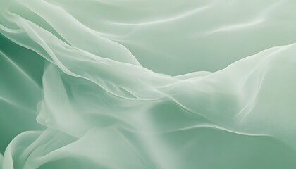 Fototapeta premium Light green fabric flows and ripples gracefully in the wind