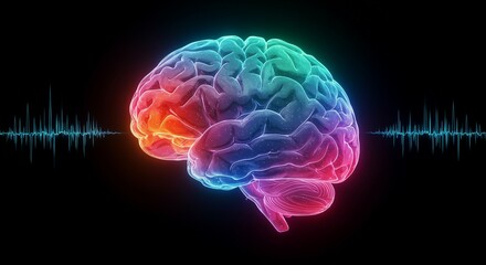 Vibrant Rainbow Brain: Neurological Waves and Artistic Anatomy