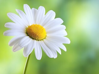 Obraz premium Single daisy, close-up, vibrant green background