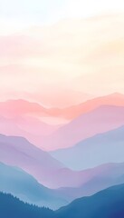 Fototapeta premium Beautiful layered colorful mountains representing a sunset or sunrise scene