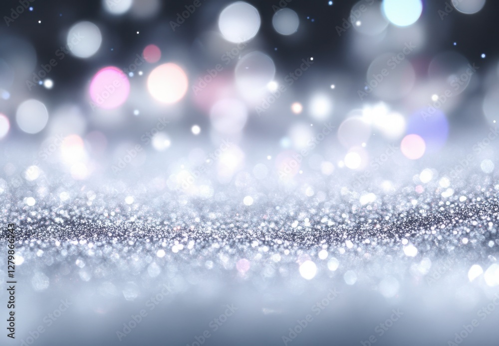 Poster shimmering snowflakes and glittering lights create a magical winter wonderland scene with a soft foc