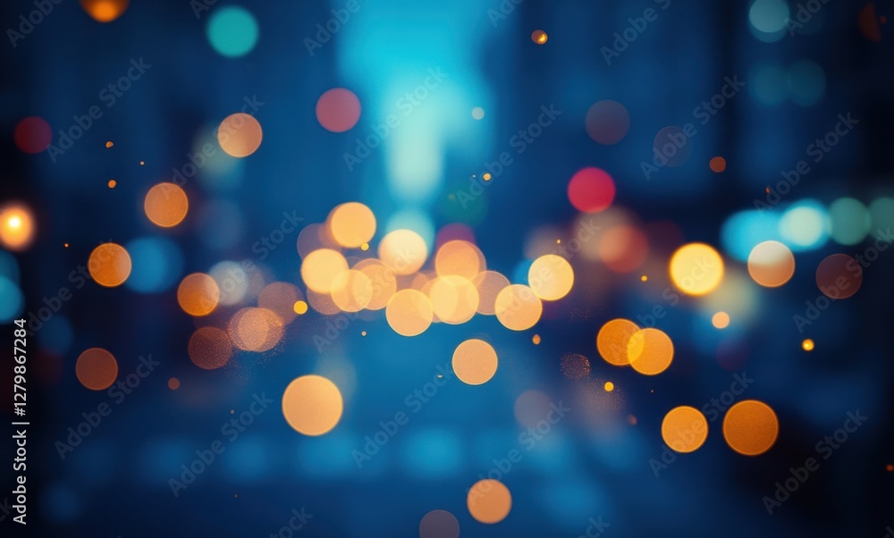 Poster soft bokeh lights in urban environment at night creating an abstract and dreamy background for creat