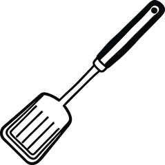 Large Stainless steel Kitchen spatula vector art illustration