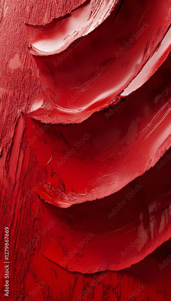 Poster a close up view of vibrant layered red texture