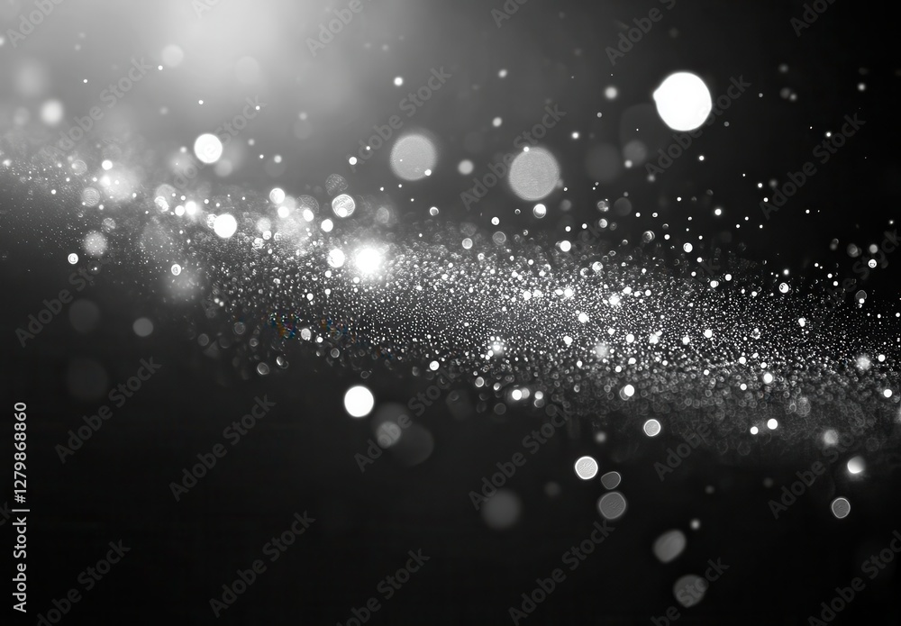 Poster sparkling dust particles floating in the air creating a magical illusion on a dark background for us