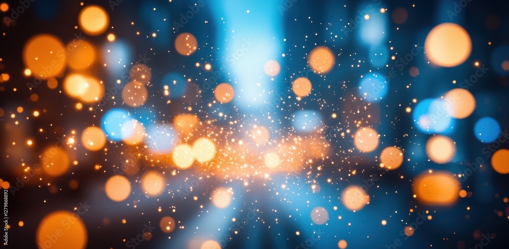 Poster sparkling bokeh lights creating a magical atmosphere of warmth and wonder on a blurred background in
