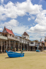 Boats and estaurants on stilts, Town Beach, Hua Hin, Thailand