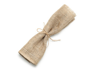 Burlap cloth on white background