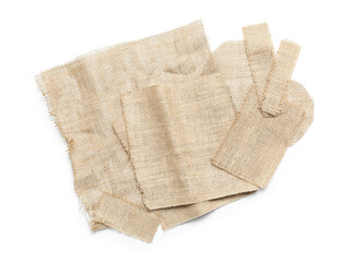 Burlap cloth on white background