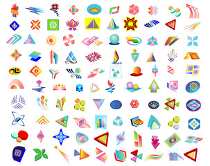 90.epsA set of 100 different elements logo.Vector illustration