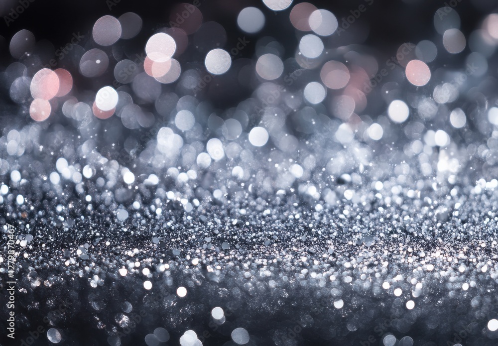 Poster sparkling silver and white bokeh background with soft blurred lights creating an elegant and dreamy 