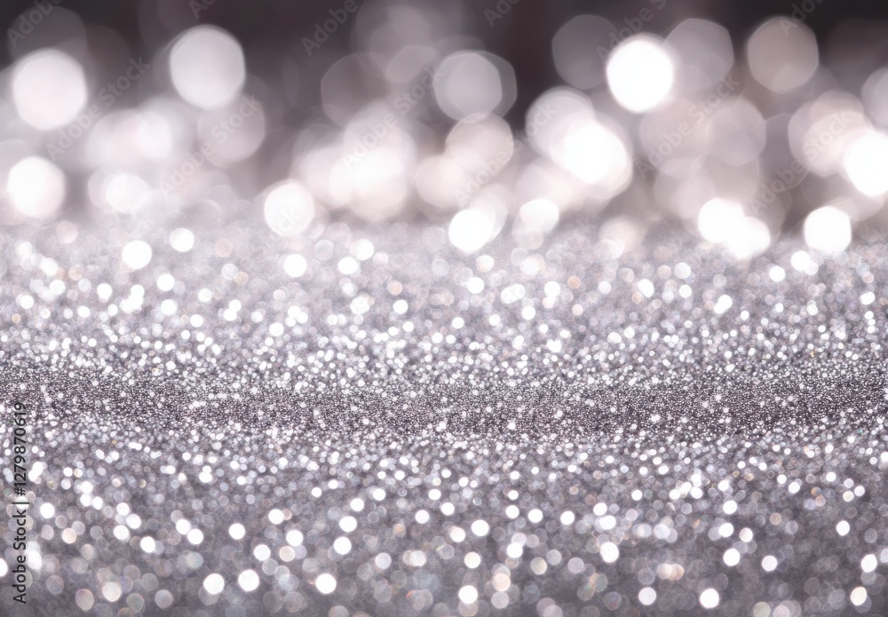 Poster sparkling silver glittering background with shimmering bokeh effect creating a dreamy and ethereal a
