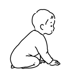 ロンパースを着た赤ちゃん＿線画