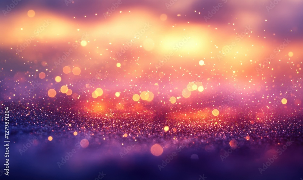 Poster stunning abstract background of colorful bokeh lights and soft focus sparkles in a dreamy purple and