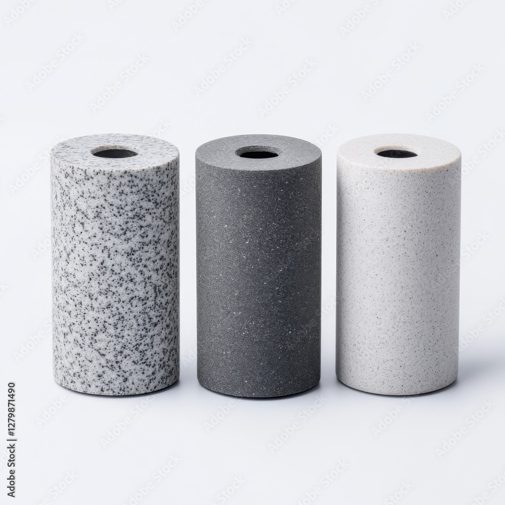Poster modern minimalist abstract cylinders in varying textures and colors for creative design projects