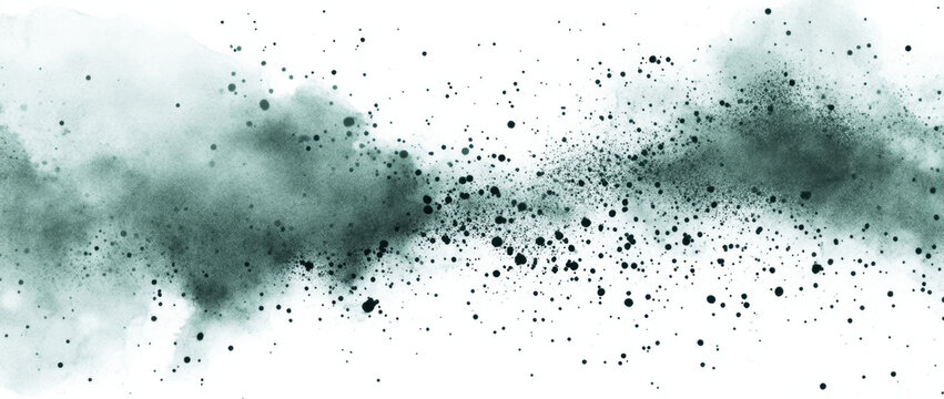 Abstract watercolor design with green splashes and textures