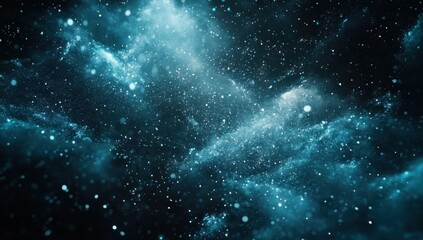 Fototapeta premium Stunning deep space scene with vibrant blue nebula, twinkling stars, and cosmic dust floating in a vast universe filled with mystery and beauty