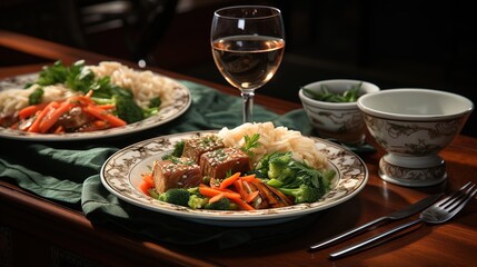 Luxury First Class Airline Meal food fork
