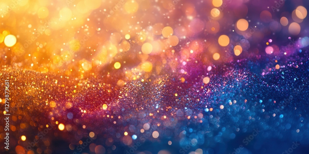 Poster vibrant abstract background with glittering bokeh effect in warm and cool tones for creative digital