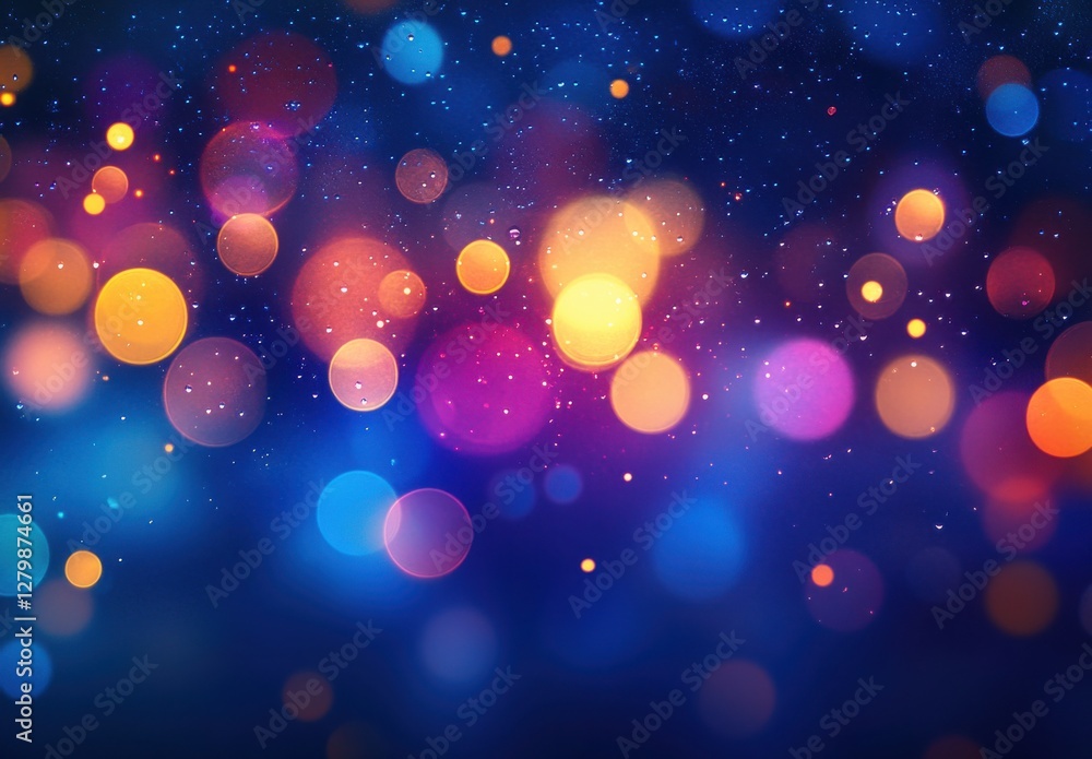 Aufkleber vibrant bokeh lights background with colorful circles and glowing orbs in a soft blue and purple gra
