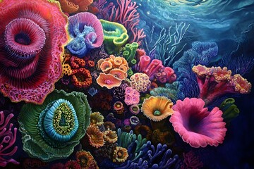 Obraz premium Vibrant Coral Reef Underwater Scene