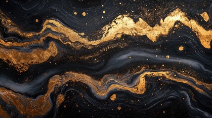 Fototapeta premium Abstract black and gold marble texture. Ideal for luxury branding, backgrounds, or art projects.
