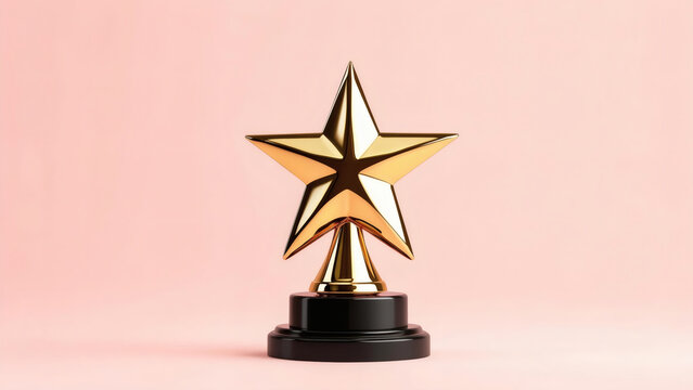  gold star trophy a vibrant pink background. Ideal for award ceremonies, recognition events, and motivational designs. Perfect for marketing, social media, and promotional materials.