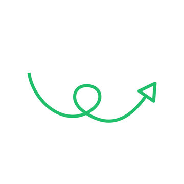 green curly arrow direction