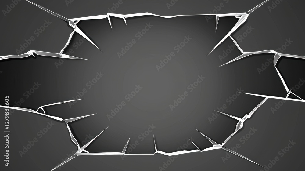 Aufkleber a dramatic broken glass effect with sharp edges and clear transparency on a neutral backdrop.