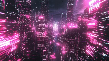 Obraz premium A falling business index displayed on a professional banner with neon cybernetic accents