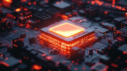 A glowing digital padlock hovering over a circuit board, symbolizing advanced cybersecurity and data protection