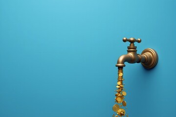 Gold Coins Flowing from Faucet  Wealth  Finance  Money  Abundance  Luxury
