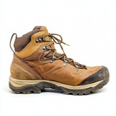 hiking shoe with rugged soles earth-tone leather  