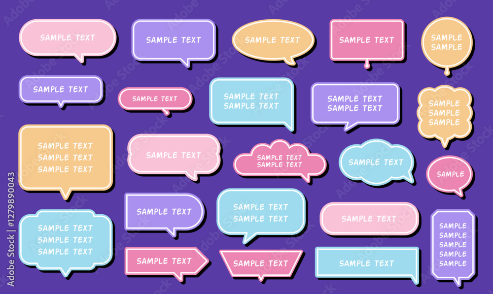 Poster simple speech bubbles for simple text, speech bubbles in decoration or in designs of various shapes