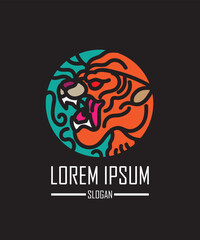 emblem tiger logo icon for halloween sign